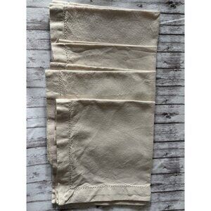 Set of 4 Pottery Barn 100% Linen Square Napkins Oatmeal Beige 18"